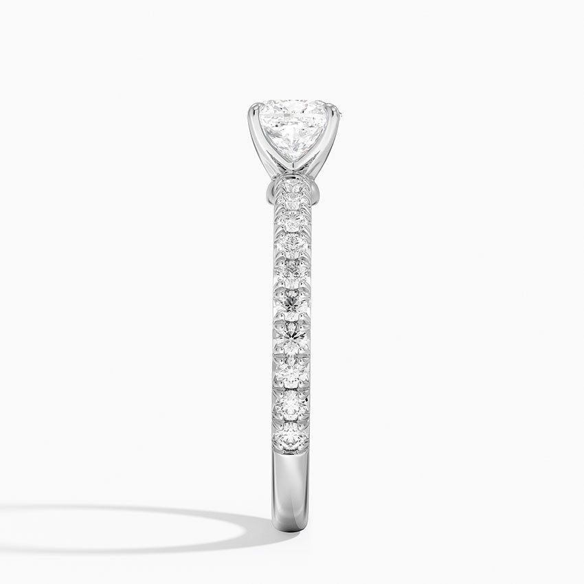 Amelie Three-Quarter Coverage Diamond Ring Platinum Cushion Engagement Ring
