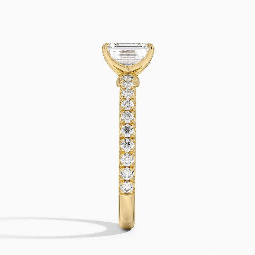 Amelie Three-Quarter Coverage Diamond Ring Yellow Gold 18k Emerald Engagement Ring