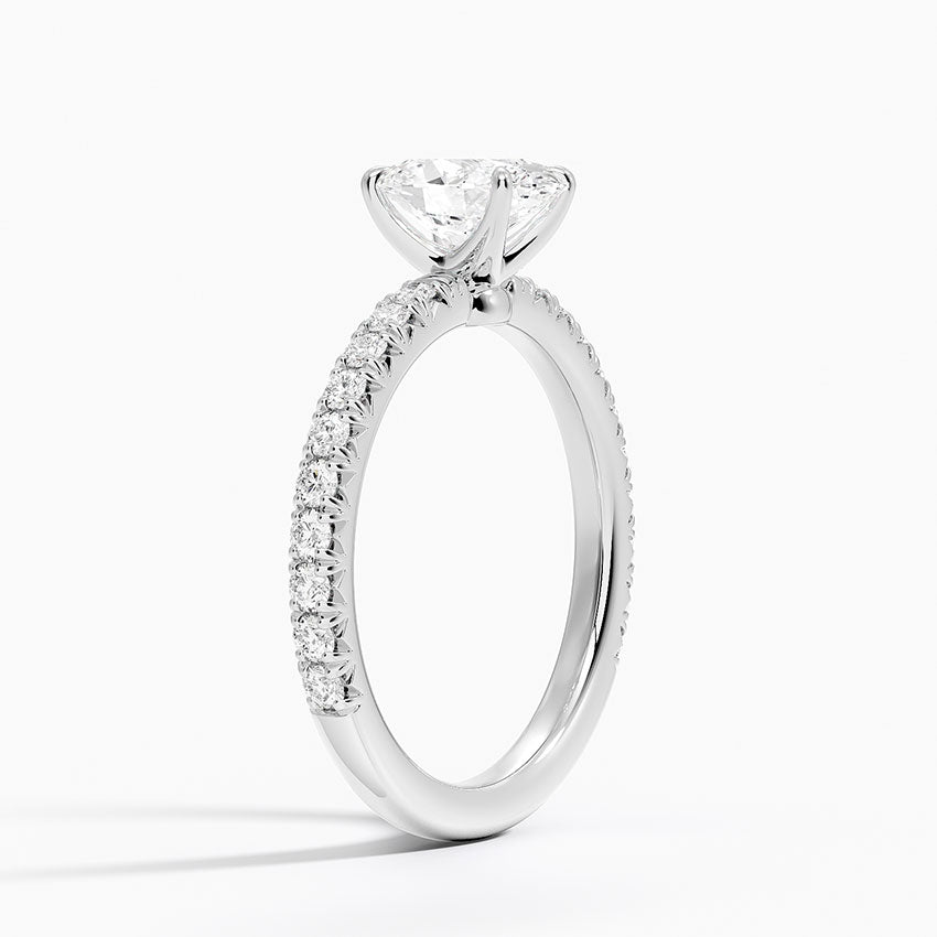 Amelie Three-Quarter Coverage Diamond Ring Platinum Oval Engagement Ring