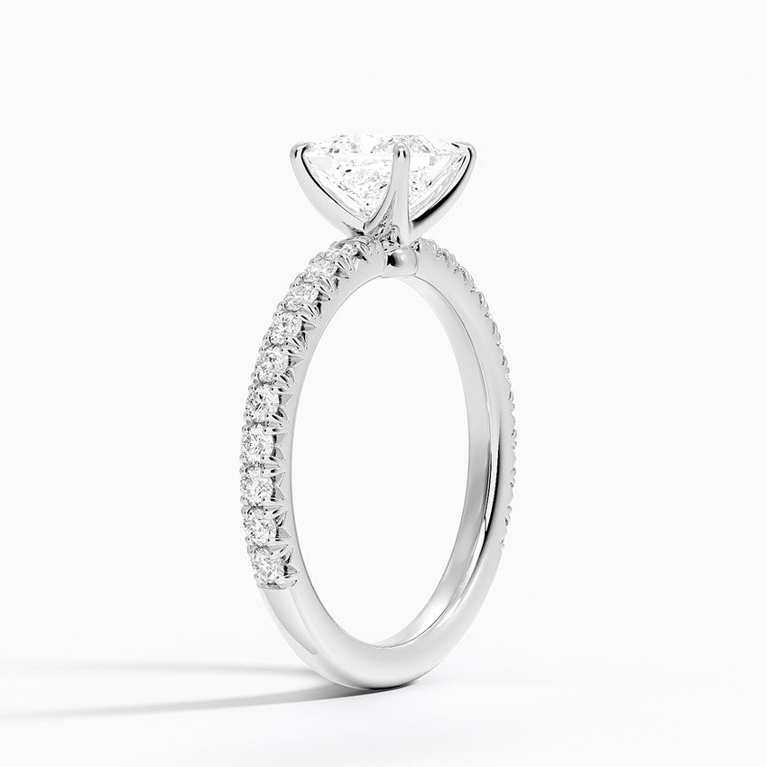 Amelie Three-Quarter Coverage Diamond Ring Platinum Princess Engagement Ring