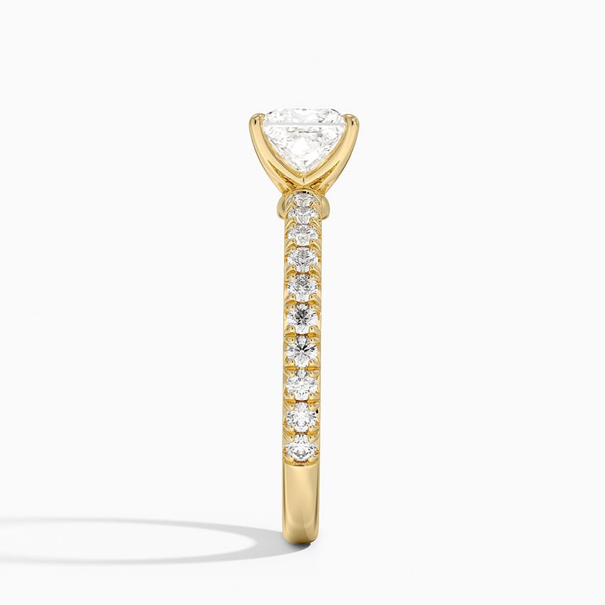 Amelie Three-Quarter Coverage Diamond Ring Yellow Gold 18k Princess Engagement Ring