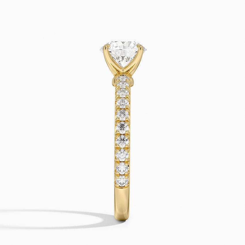 Amelie Three-Quarter Coverage Diamond Ring Yellow Gold 18k Round Engagement Ring