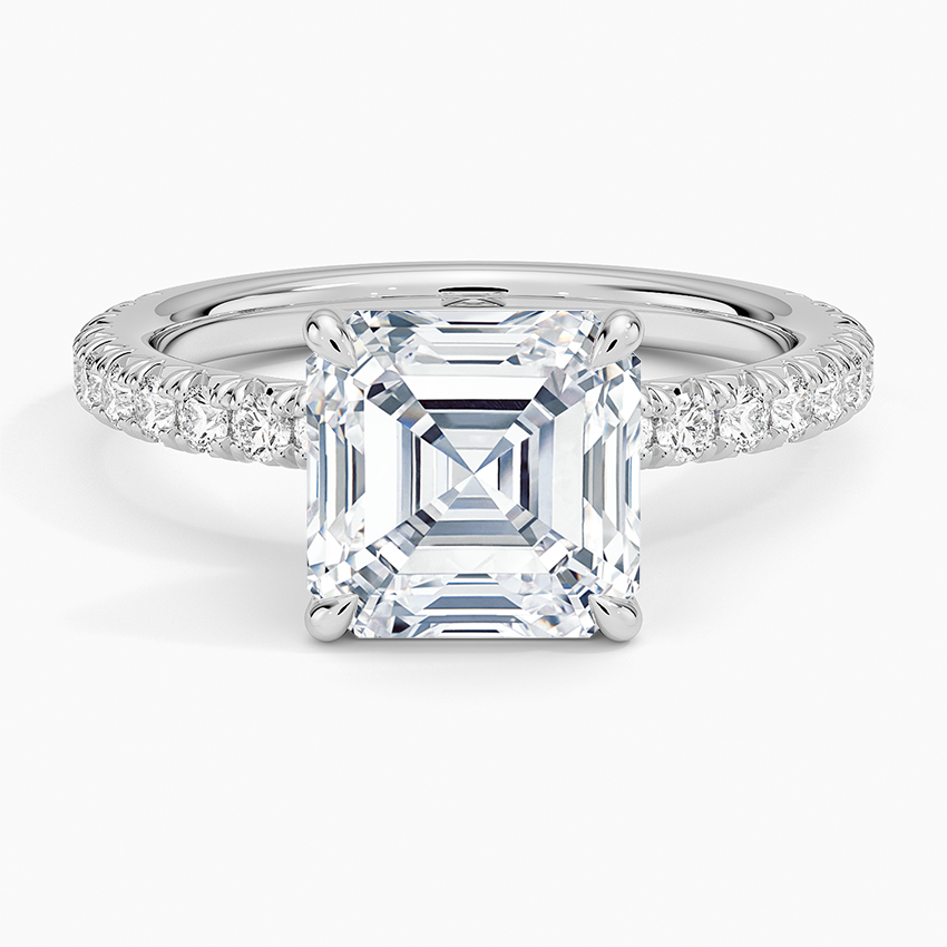 Amelie Three-Quarter Coverage Diamond Ring Platinum Asscher Engagement Ring