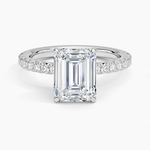 Amelie Three-Quarter Coverage Diamond Ring Platinum Emerald Engagement Ring