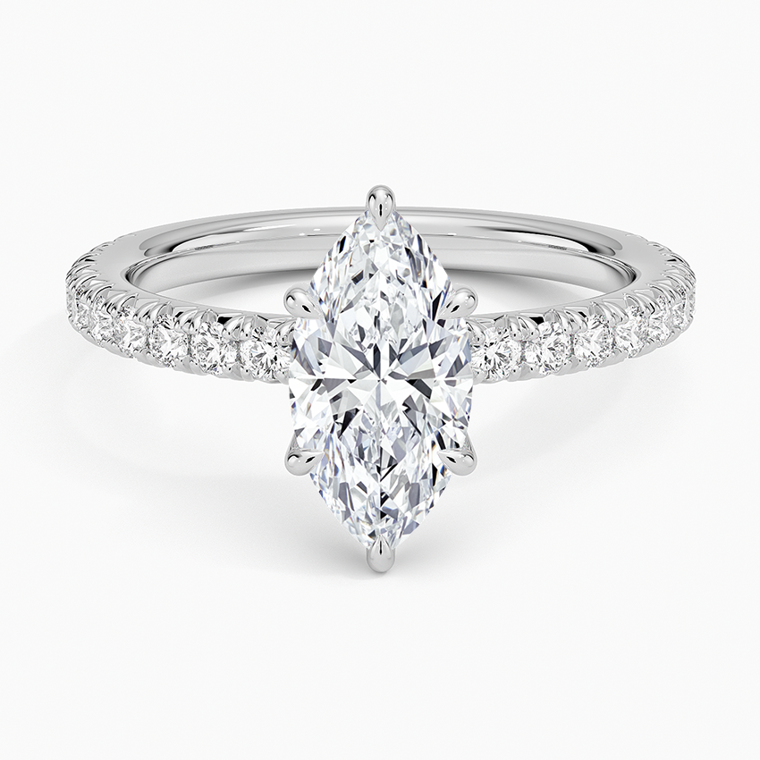 Amelie Three-Quarter Coverage Diamond Ring Platinum Marquise Engagement Ring