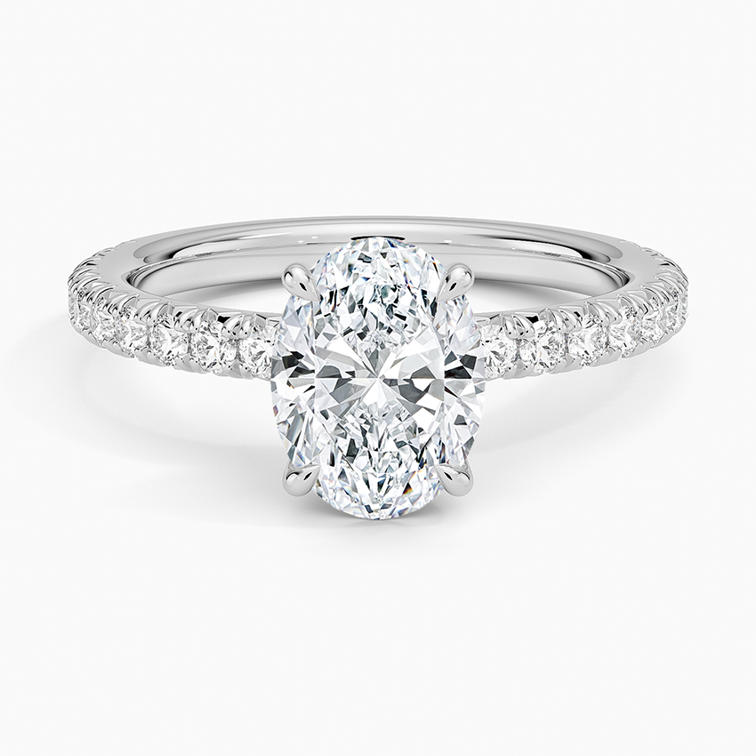 Amelie Three-Quarter Coverage Diamond Ring Platinum Oval Engagement Ring