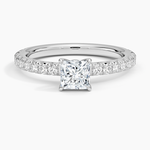 Amelie Three-Quarter Coverage Diamond Ring Platinum Princess Engagement Ring