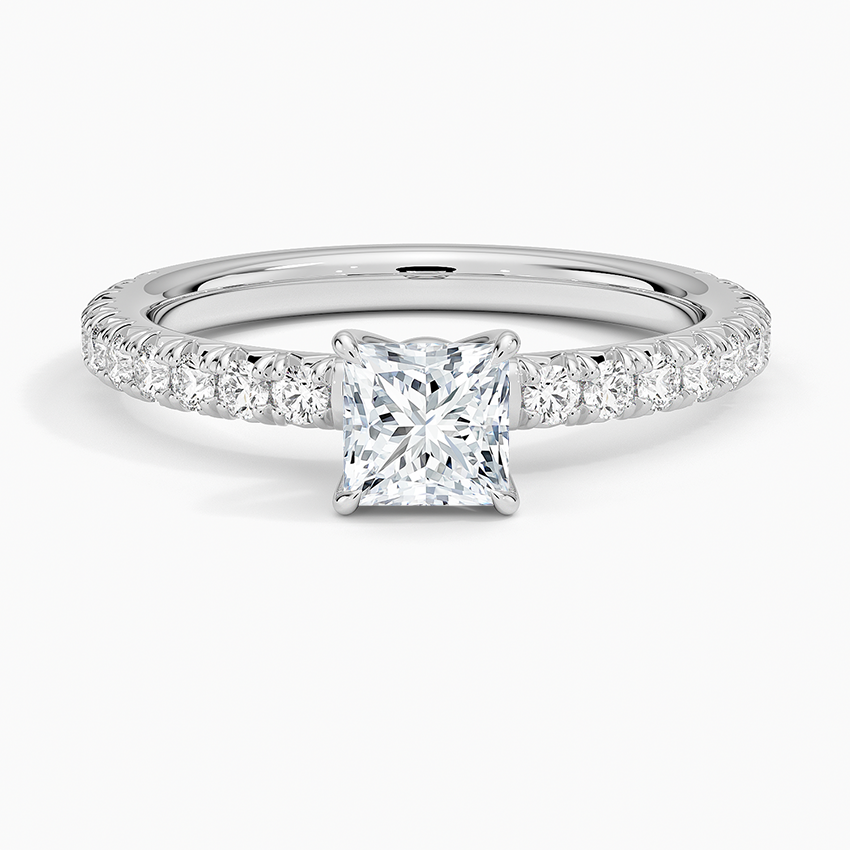 Amelie Three-Quarter Coverage Diamond Ring Platinum Princess Engagement Ring