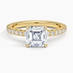 Amelie Three-Quarter Coverage Diamond Ring Yellow Gold 18k Asscher Engagement Ring