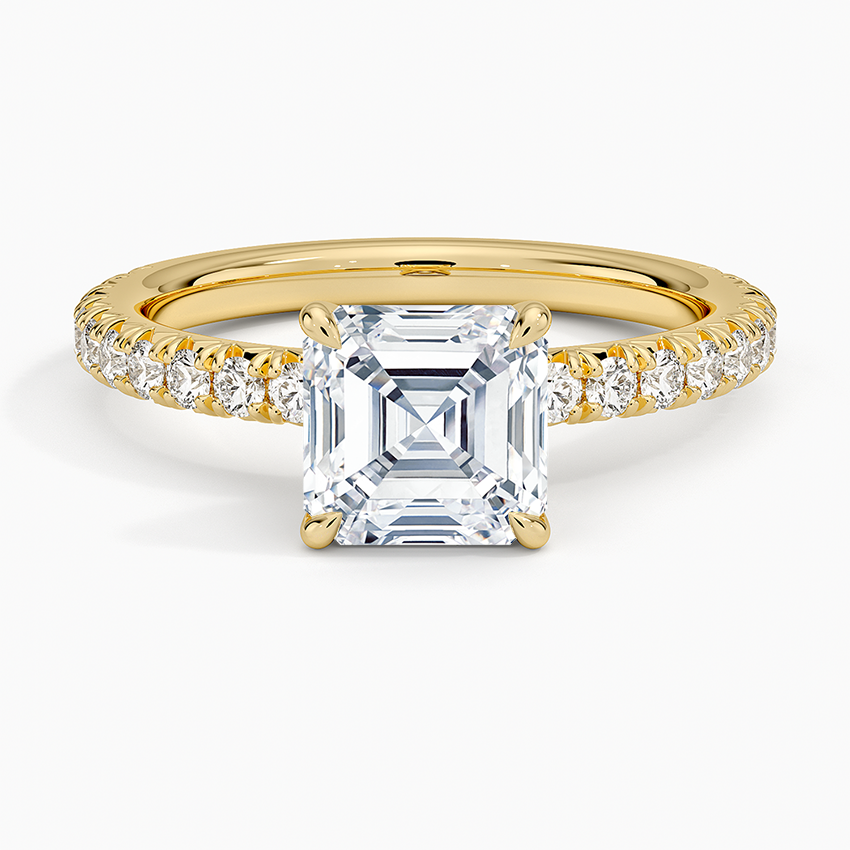 Amelie Three-Quarter Coverage Diamond Ring Yellow Gold 18k Asscher Engagement Ring