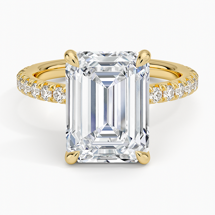 Amelie Three-Quarter Coverage Diamond Ring Yellow Gold 18k Emerald Engagement Ring