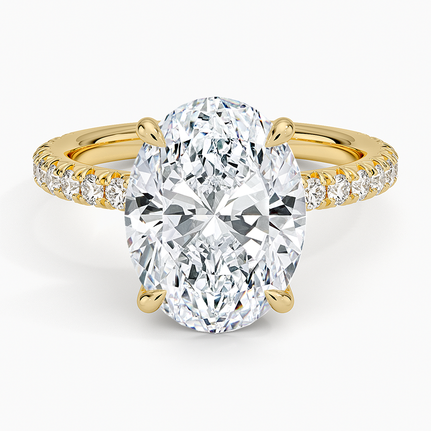 Amelie Three-Quarter Coverage Diamond Ring Yellow Gold 18k Oval Engagement Ring