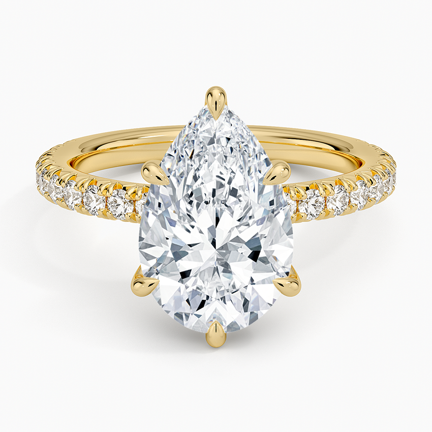 Amelie Three-Quarter Coverage Diamond Ring Yellow Gold 18k Pear Engagement Ring