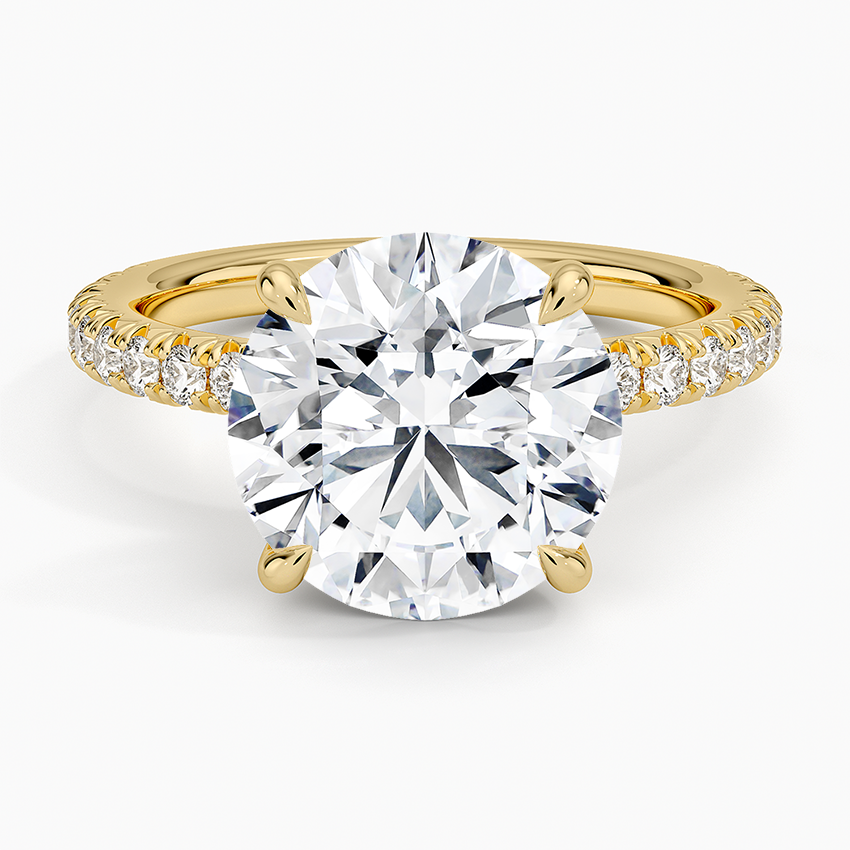 Amelie Three-Quarter Coverage Diamond Ring Yellow Gold 18k Round Engagement Ring