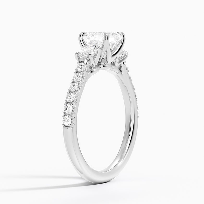 Amelie Three Stone Diamond Ring Platinum Asscher Engagement Ring