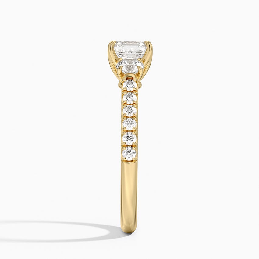 Amelie Three Stone Diamond Ring Yellow Gold 18k Asscher Engagement Ring