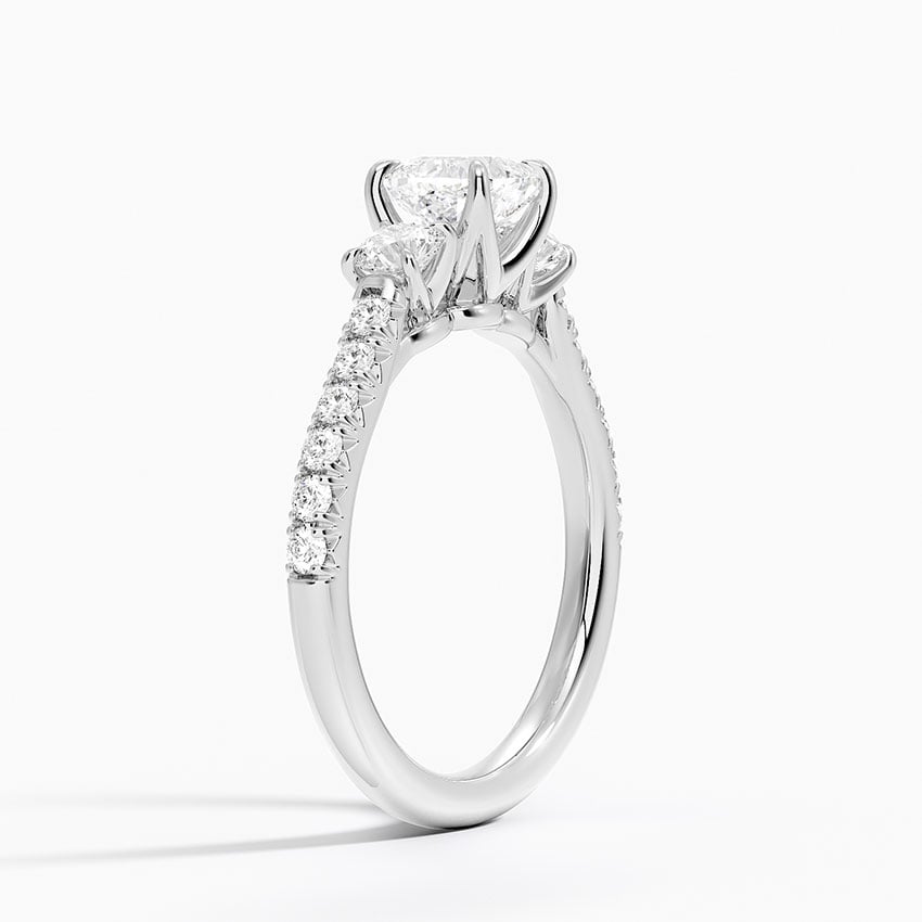 Amelie Three Stone Diamond Ring Platinum Cushion Engagement Ring