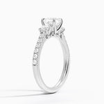 Amelie Three Stone Diamond Ring Platinum Cushion Engagement Ring