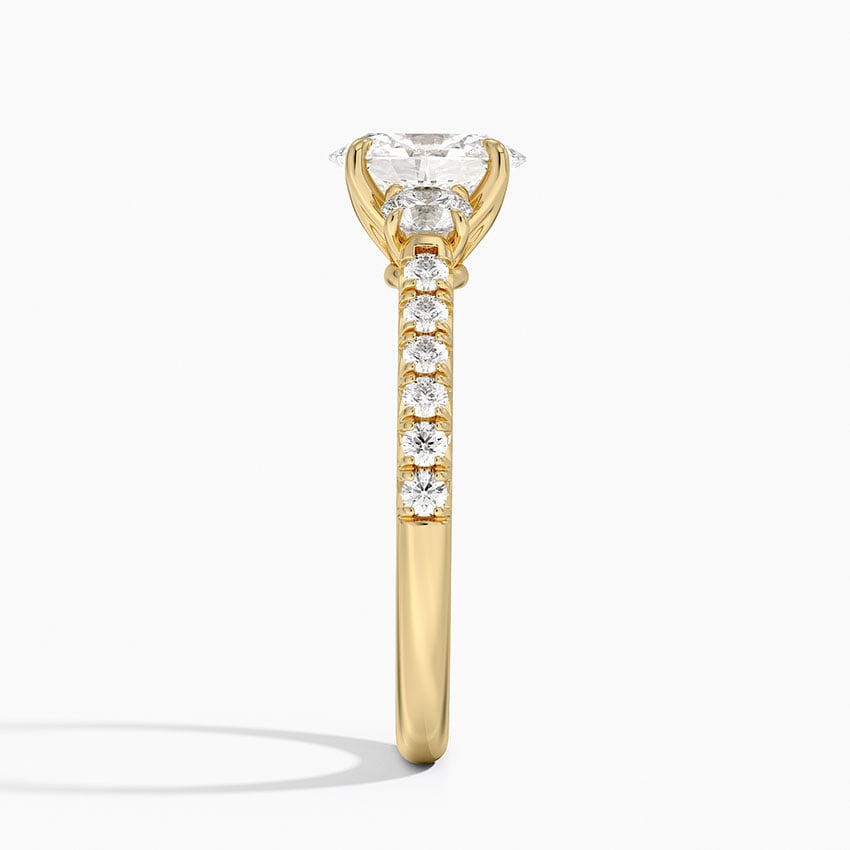 Amelie Three Stone Diamond Ring Yellow Gold 18k Oval Engagement Ring