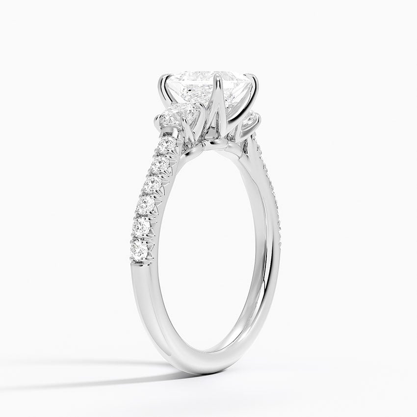 Amelie Three Stone Diamond Ring Platinum Princess Engagement Ring