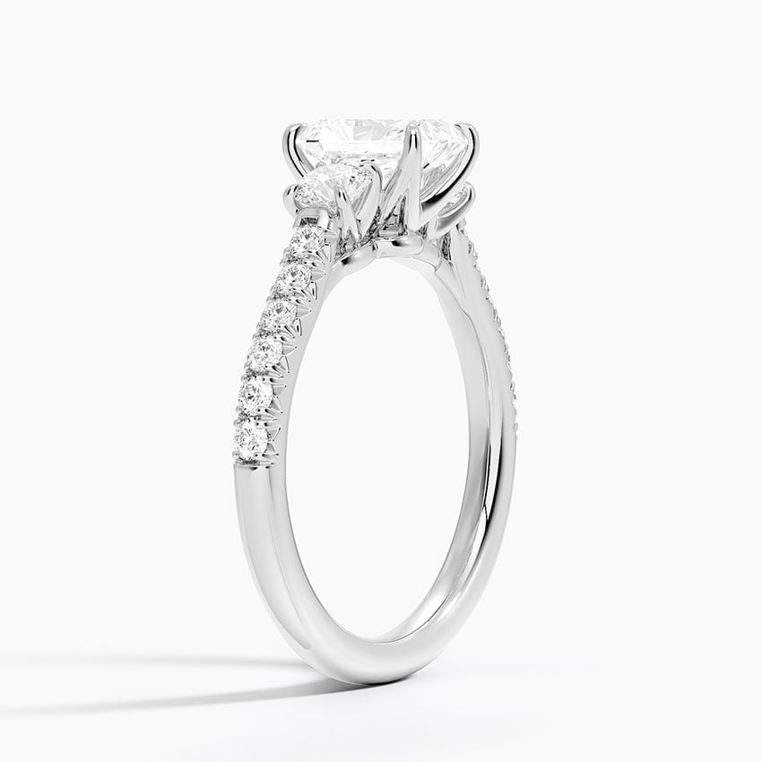Amelie Three Stone Diamond Ring Platinum Radiant Engagement Ring