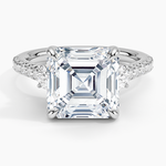 Amelie Three Stone Diamond Ring Platinum Asscher Engagement Ring