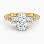 Amelie Three Stone Diamond Ring Yellow Gold 18k Oval Engagement Ring