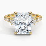 Amelie Three Stone Diamond Ring Yellow Gold 18k Radiant Engagement Ring