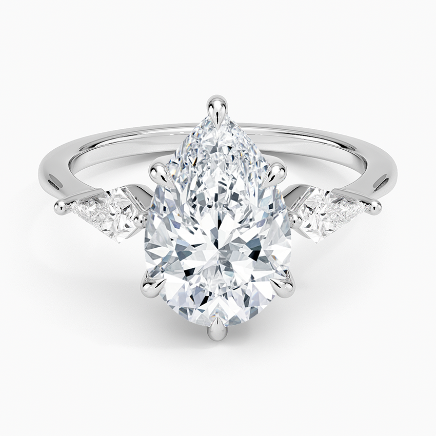 Luxe Cometa Three Stone Diamond Ring (1/3 ct. tw.) Platinum Pear Engagement Ring