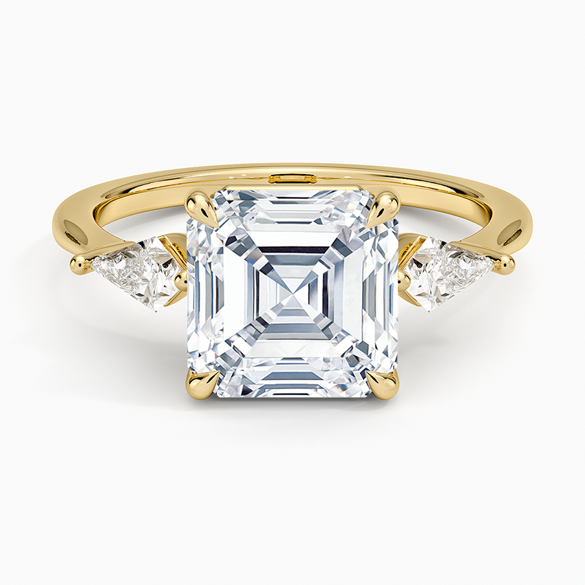 Luxe Cometa Three Stone Diamond Ring (1/3 ct. tw.) Yellow Gold 18k Asscher Engagement Ring
