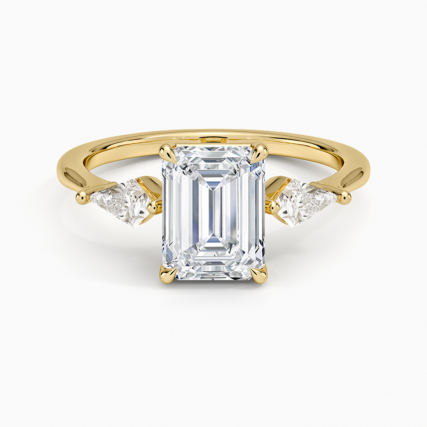 Luxe Cometa Three Stone Diamond Ring (1/3 ct. tw.) Yellow Gold 18k Emerald Engagement Ring