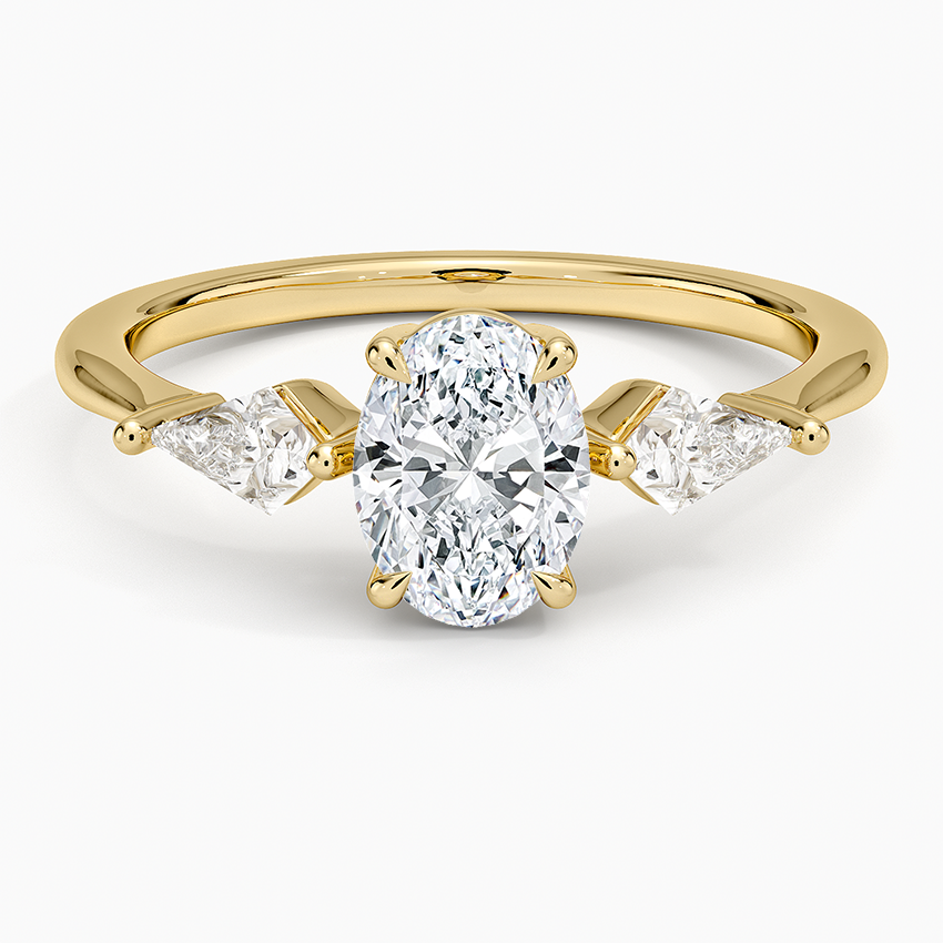 Luxe Cometa Three Stone Diamond Ring (1/3 ct. tw.) Yellow Gold 18k Oval Engagement Ring