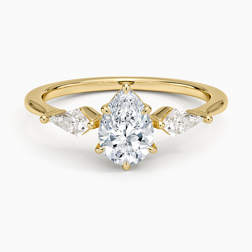 Luxe Cometa Three Stone Diamond Ring (1/3 ct. tw.) Yellow Gold 18k Pear Engagement Ring