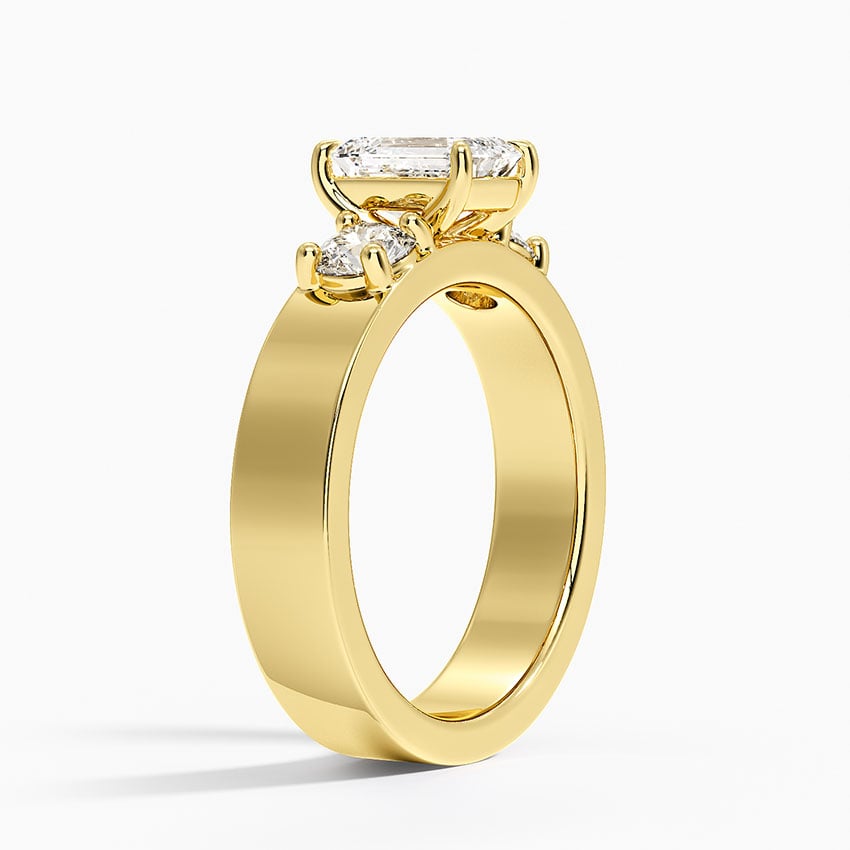Peyton Three Stone Diamond Ring (1/2 ct. tw.) Yellow Gold 18k Emerald Engagement Ring
