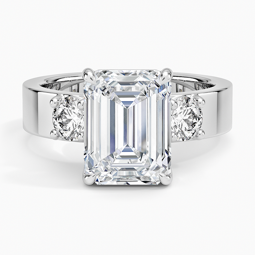 Peyton Three Stone Diamond Ring (1/2 ct. tw.) Platinum Emerald Engagement Ring