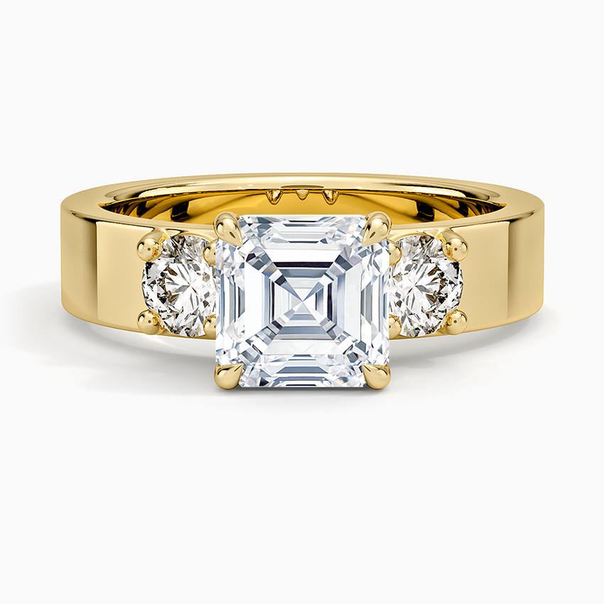 Peyton Three Stone Diamond Ring (1/2 ct. tw.) Yellow Gold 18k Asscher Engagement Ring