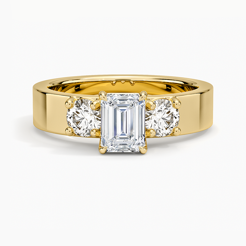 Peyton Three Stone Diamond Ring (1/2 ct. tw.) Yellow Gold 18k Emerald Engagement Ring