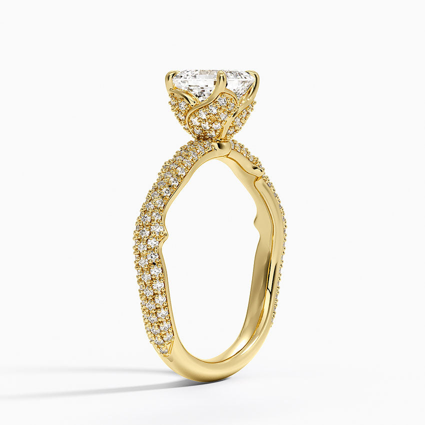 Rose Thorn Diamond Ring Yellow Gold 18k Asscher Engagement Ring
