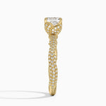 Rose Thorn Diamond Ring Yellow Gold 18k Asscher Engagement Ring