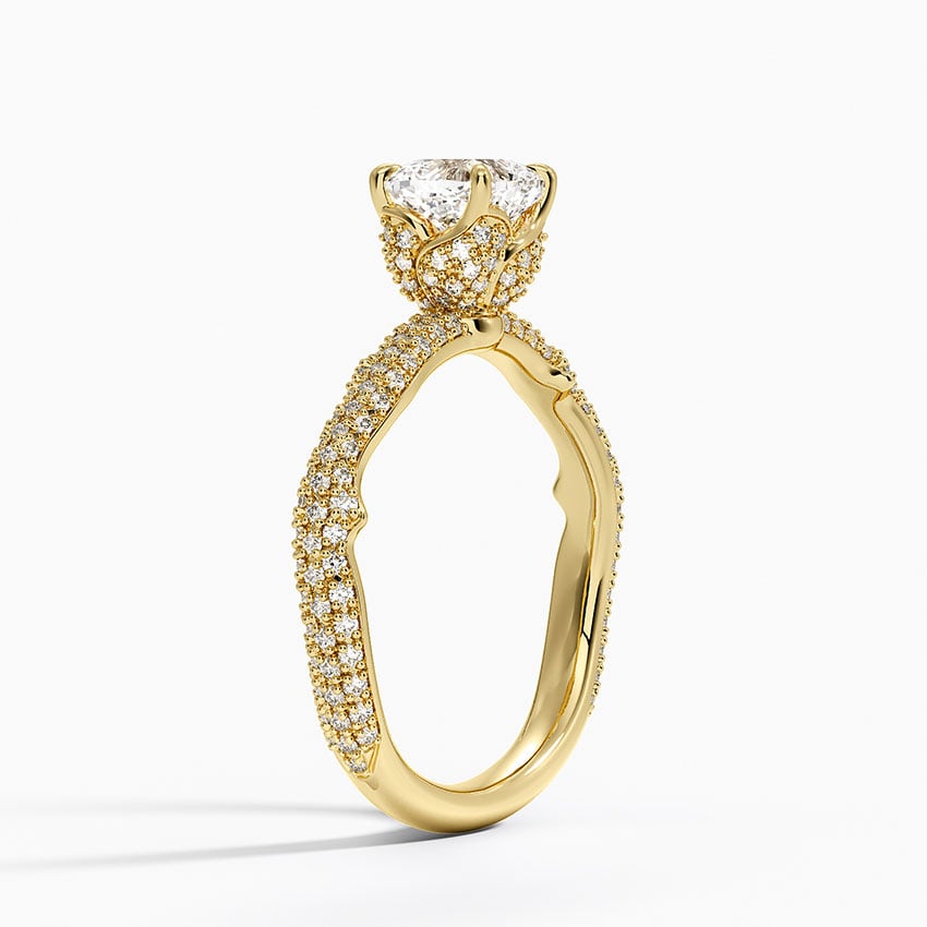 Rose Thorn Diamond Ring Yellow Gold 18k Cushion Engagement Ring