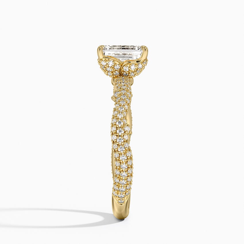 Rose Thorn Diamond Ring Yellow Gold 18k Emerald Engagement Ring