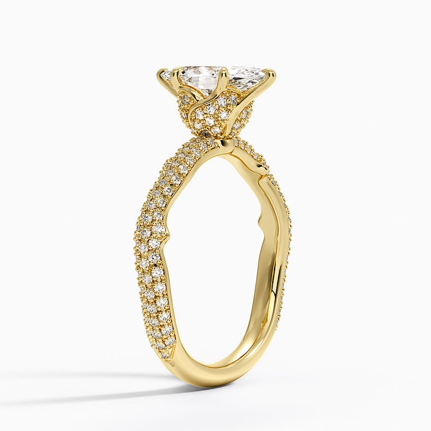 Rose Thorn Diamond Ring Yellow Gold 18k Marquise Engagement Ring