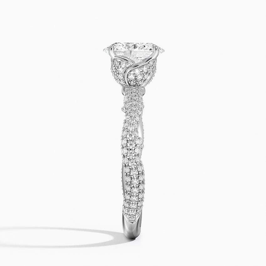 Rose Thorn Diamond Ring Platinum Oval Engagement Ring