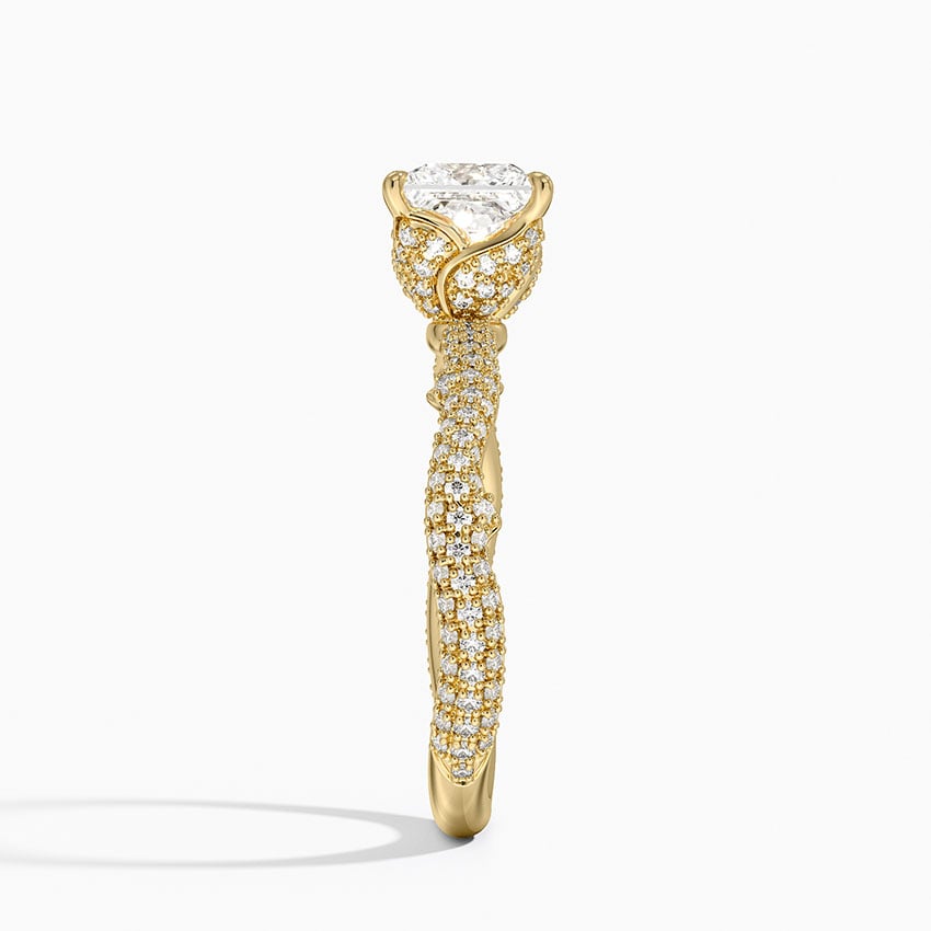 Rose Thorn Diamond Ring Yellow Gold 18k Princess Engagement Ring