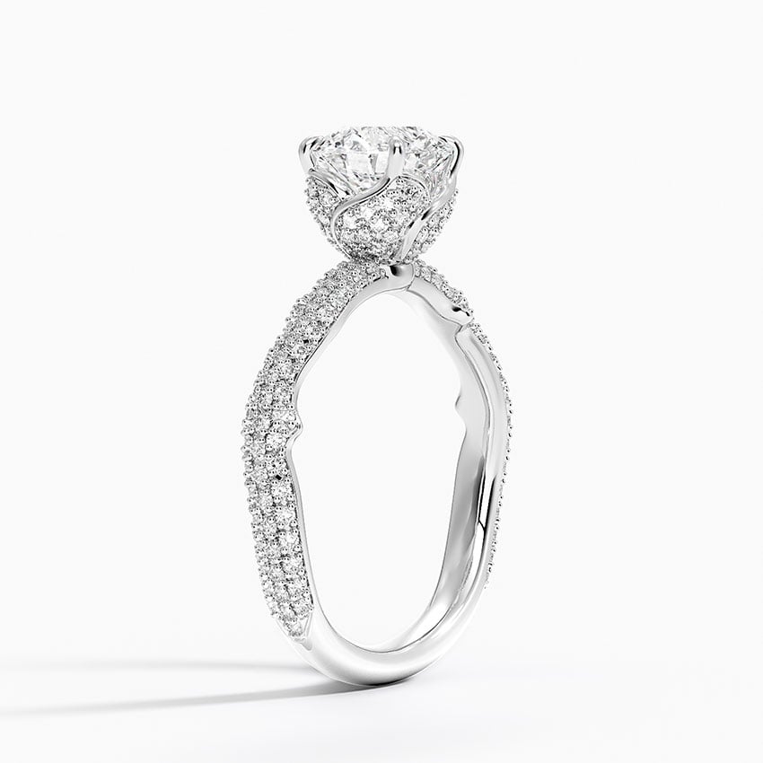 Rose Thorn Diamond Ring Platinum Round Engagement Ring