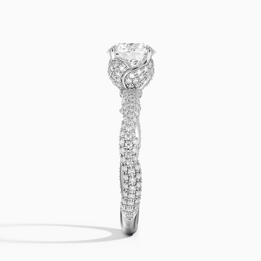 Rose Thorn Diamond Ring Platinum Round Engagement Ring