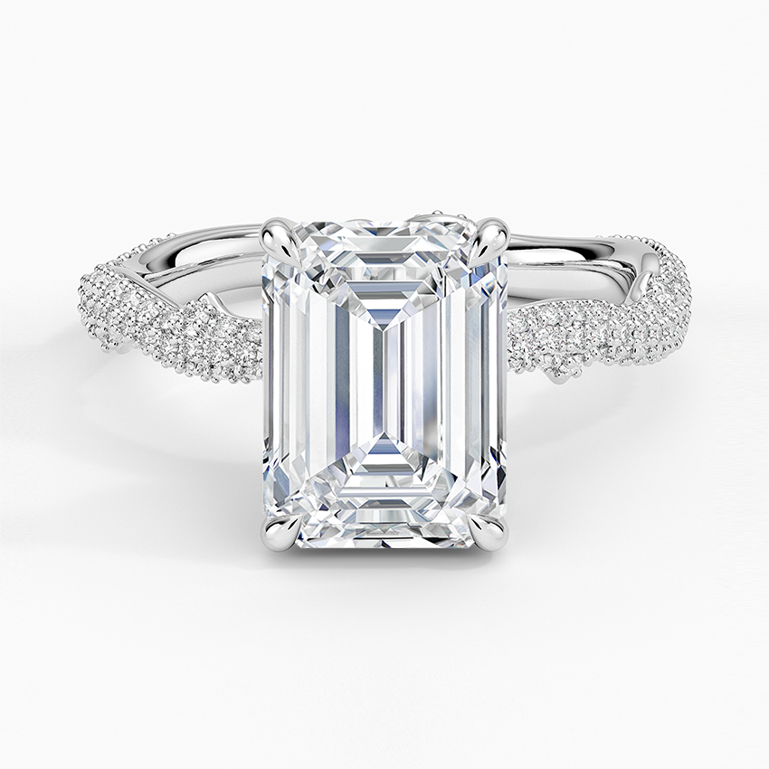 Rose Thorn Diamond Ring Platinum Emerald Engagement Ring