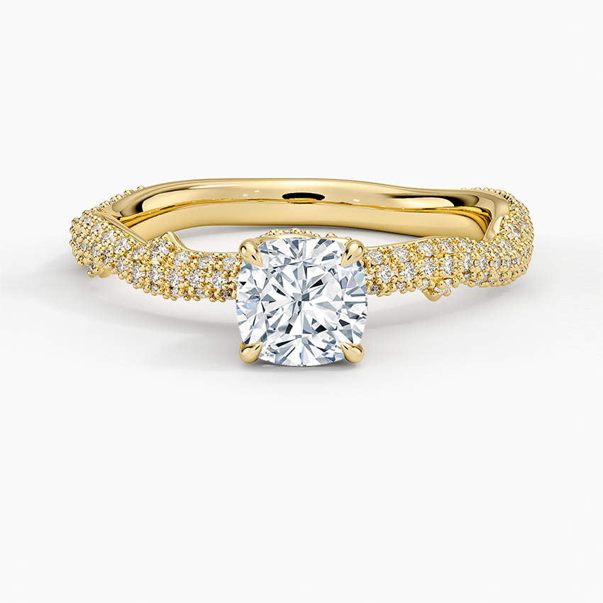 Rose Thorn Diamond Ring Yellow Gold 18k Cushion Engagement Ring