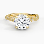 Rose Thorn Diamond Ring Yellow Gold 18k Round Engagement Ring
