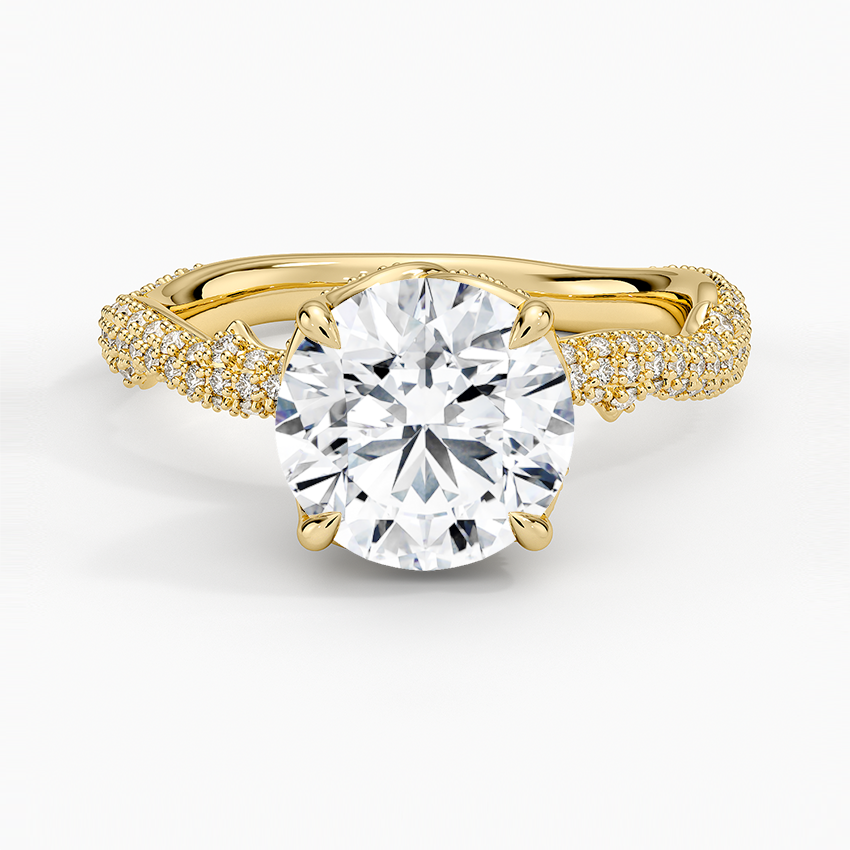 Rose Thorn Diamond Ring Yellow Gold 18k Round Engagement Ring